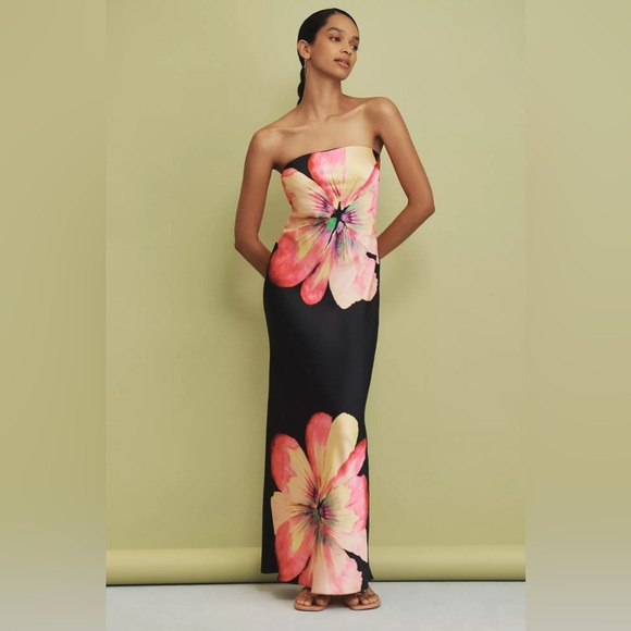 the fleur strapless satin maxi slip dress Anthropologie Fleur Strapless Satin Maxi Slip Dress In Blue - 41% Off